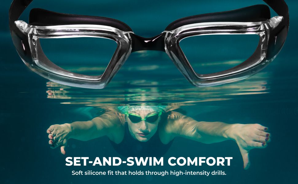 Nivia Viper 2.0 Swimming Goggles for Adults | Polycarbonate Smoke Lens | Anti-Fog UV Protection | Soft Silicone Strap | Comfort Fit Training Swim Goggles for Men & Women (Black Tint)
