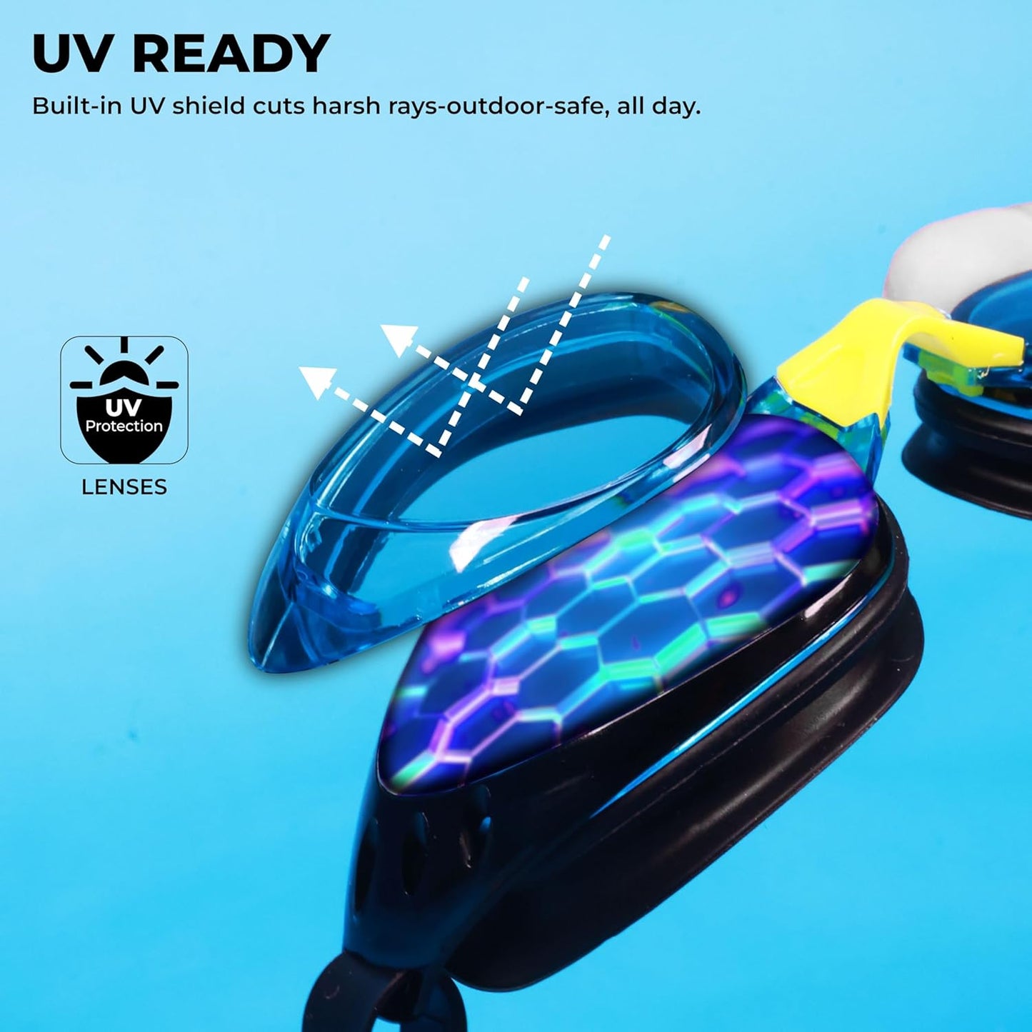 Nivia Eliminator 2.0 Swimming Goggles for Adults | Anti-Fog UV Protection Polycarbonate Lens | Adjustable PU Nose Bridge | Soft Silicone Strap | Professional Training Swim Goggles for Men & Women