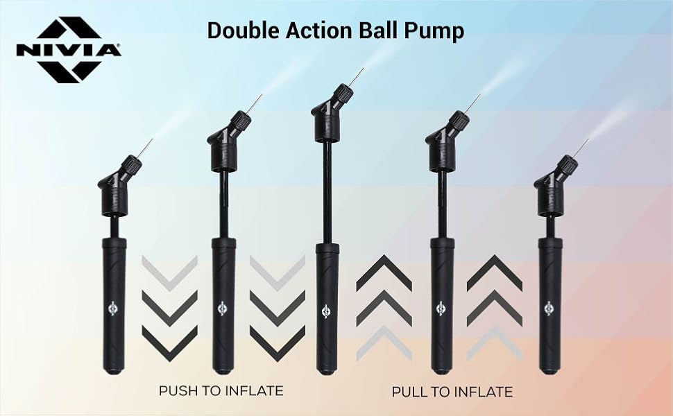 Nivia Double Action Ball Pump with Needle - Portable Sports Ball Inflator