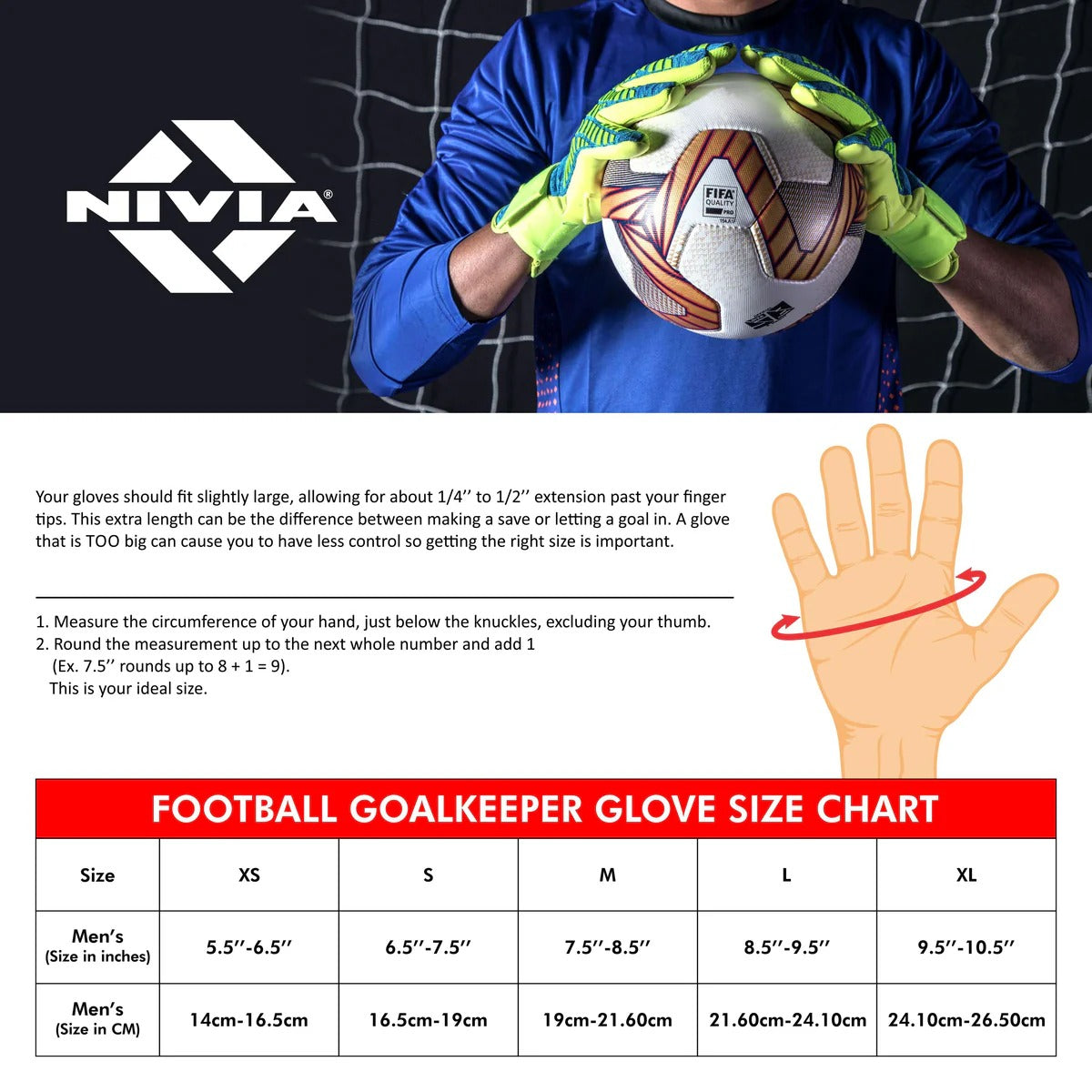 Nivia Blaze Goalkeeper Gloves | Grippy Latex Palm | Positive Cut Football Goalkeeper Gloves