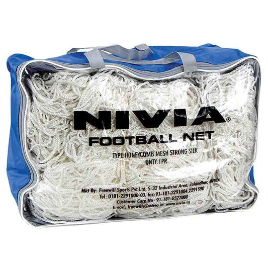 Nivia Football Goal Net | Strong Woven Silk | 12 cm Square Mesh | Weather Resistant Football Net
