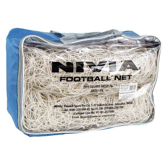 Nivia Football Goal Net | PE Material | Standard 24 × 8 ft Football Net | 12.5 cm Square Mesh | Weather Resistant