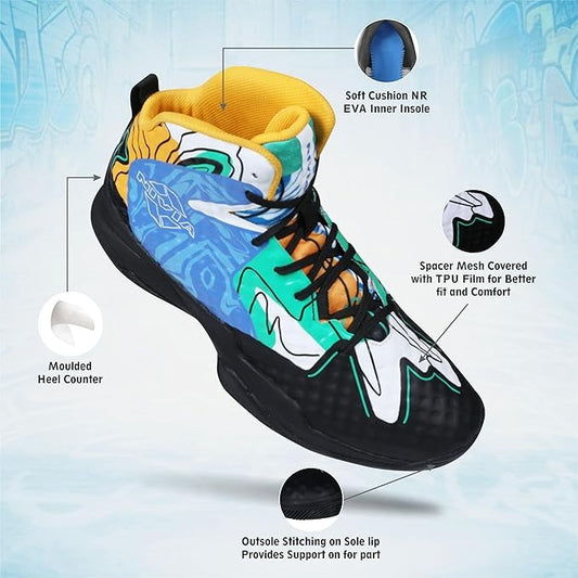 Nivia Street Art Basketball Shoes for Men - Mid Top Basketball Shoes with Duofoam Cushioning