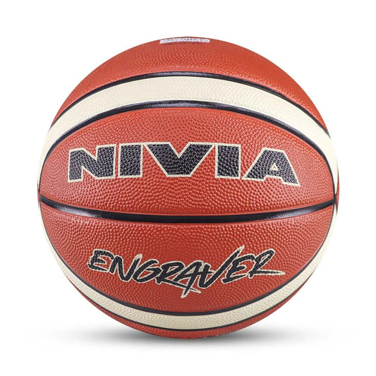 Nivia Engraver Basketball Size 5 - BFI Standard Rubber Basketball for Indoor & Outdoor Play