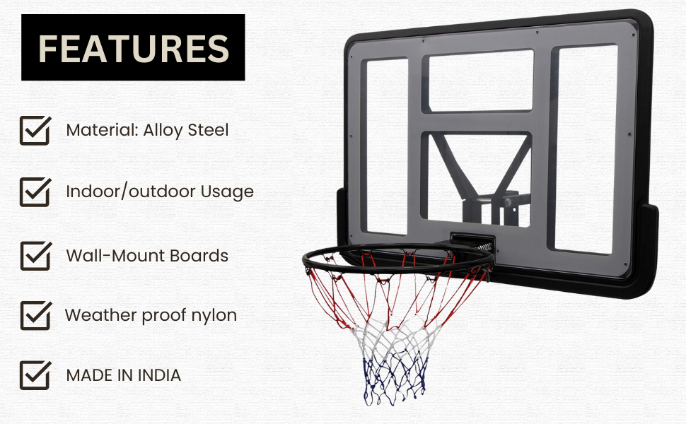 Nivia Pro Slam Force Portable Basketball Set BB-1322 | Adjustable Basketball Hoop | Weather-Proof Nylon Net | Telescopic Height Adjustment