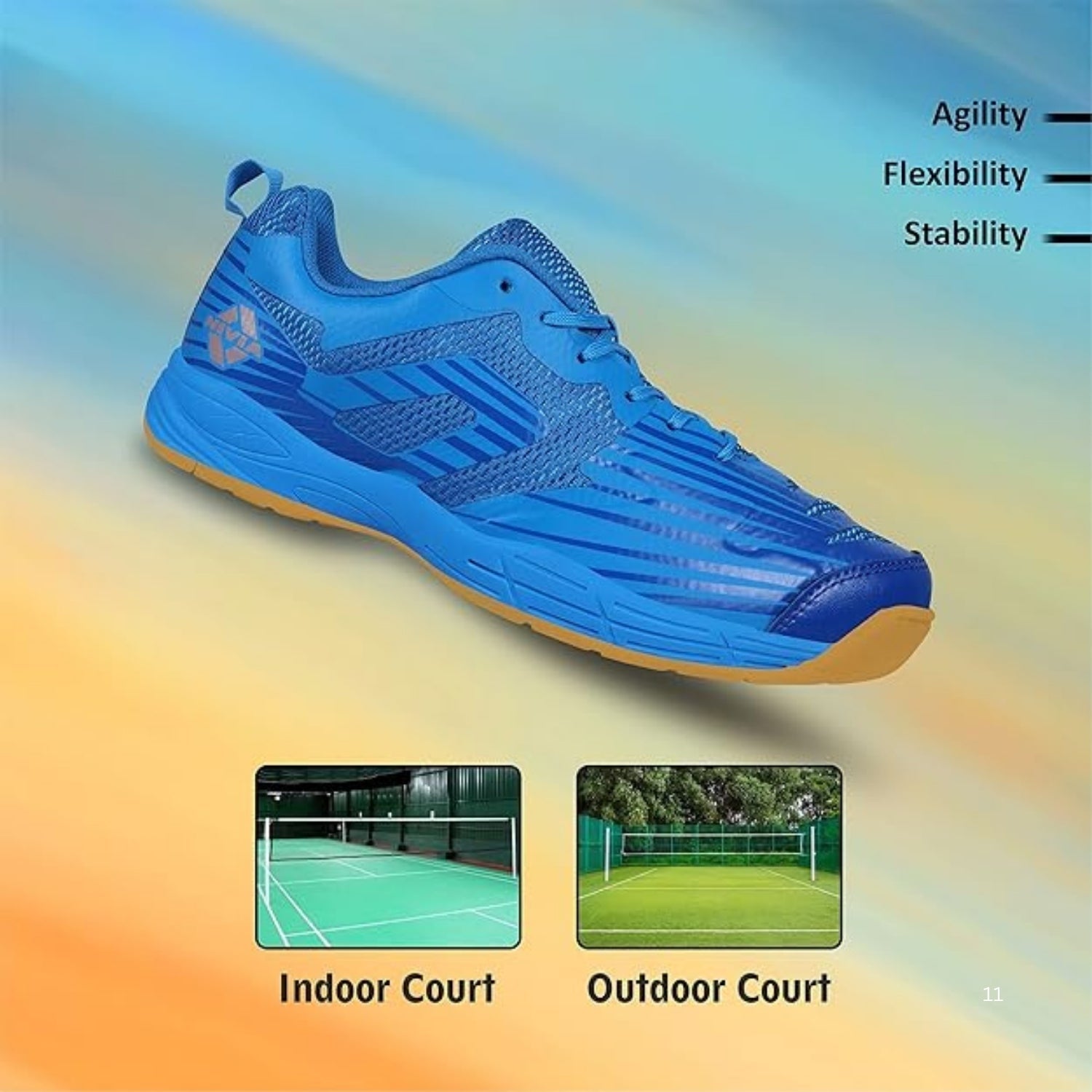 Nivia Super Court 2.0 Badminton Shoes – Mesh + TPU Upper, Duofoam Midsole, Non-Marking Rubber Outsole | Lightweight, Flexible Comfort & High Grip for Indoor Court Play - Best Price online Prokicksports.com
