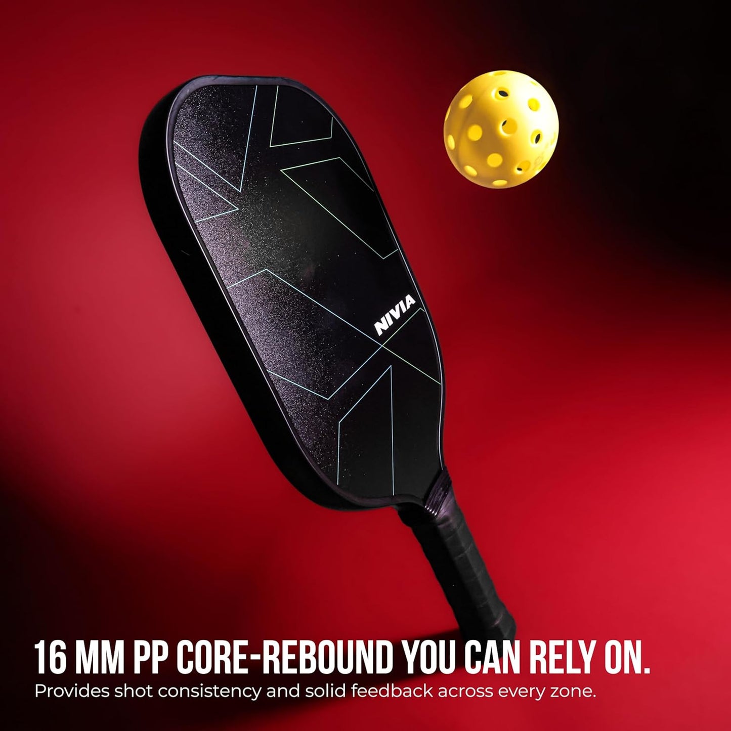 Nivia K-1200 Pickleball Paddle - T700 Carbon Fibre Surface with 16mm Core