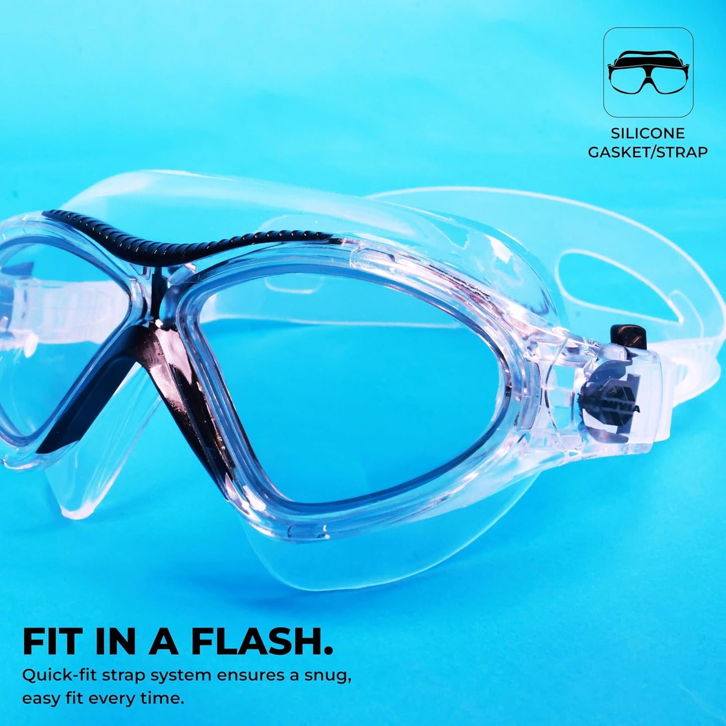 Nivia Unimask Jr. 2.0 Swimming Goggles for Kids | Panoramic Polycarbonate Lens | Anti-Fog UV Protection | Soft Silicone Strap & Frame | Comfort Fit Training Swim Goggles for Boys & Girls