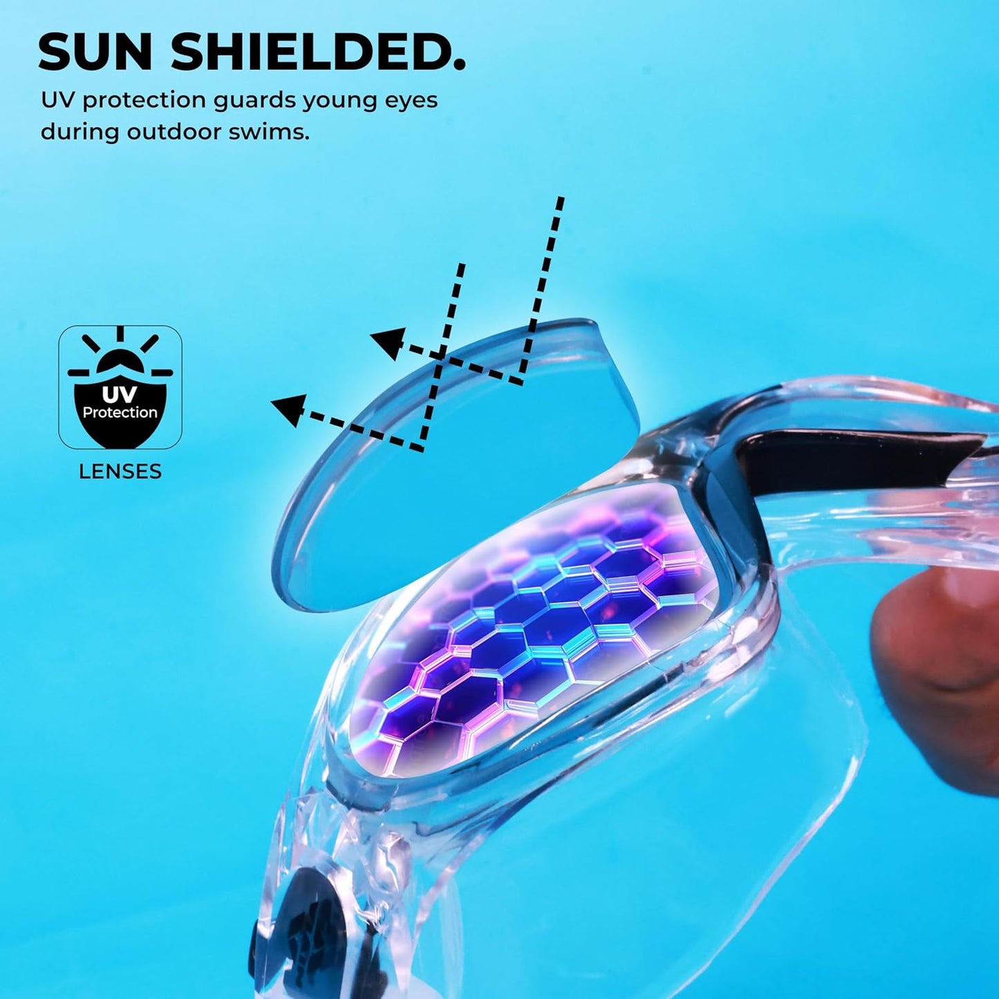 Nivia Unimask Jr. 2.0 Swimming Goggles for Kids | Panoramic Polycarbonate Lens | Anti-Fog UV Protection | Soft Silicone Strap & Frame | Comfort Fit Training Swim Goggles for Boys & Girls