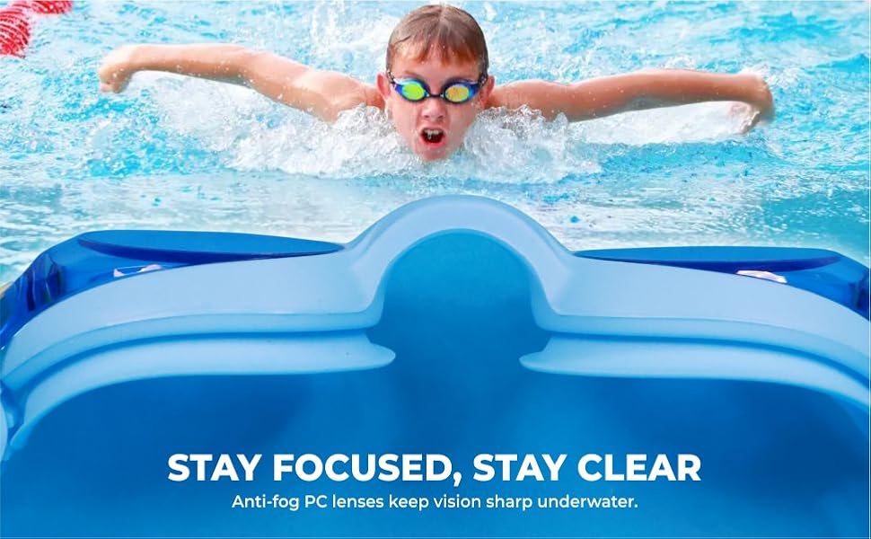 Nivia Scool Jr Swimming Goggles for Kids | Anti-Fog UV Protection | Polycarbonate Smoke Lens | Silicone Strap | Black