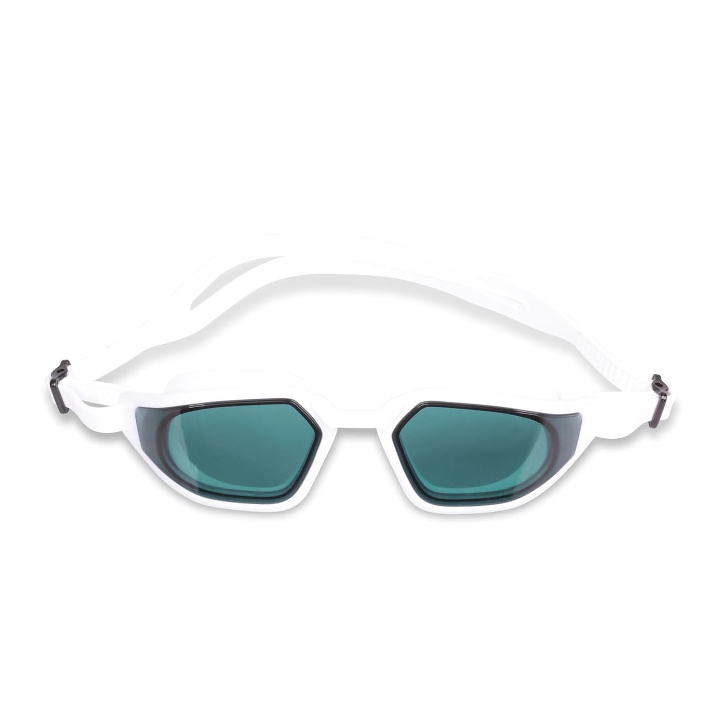 Nivia Sportz Swimming Goggles for Adults | Anti-Fog UV Protection Polycarbonate Lens | Adjustable 3-Size Nose Bridge | Soft Silicone Strap | Training Swim Goggles for Men & Women | White