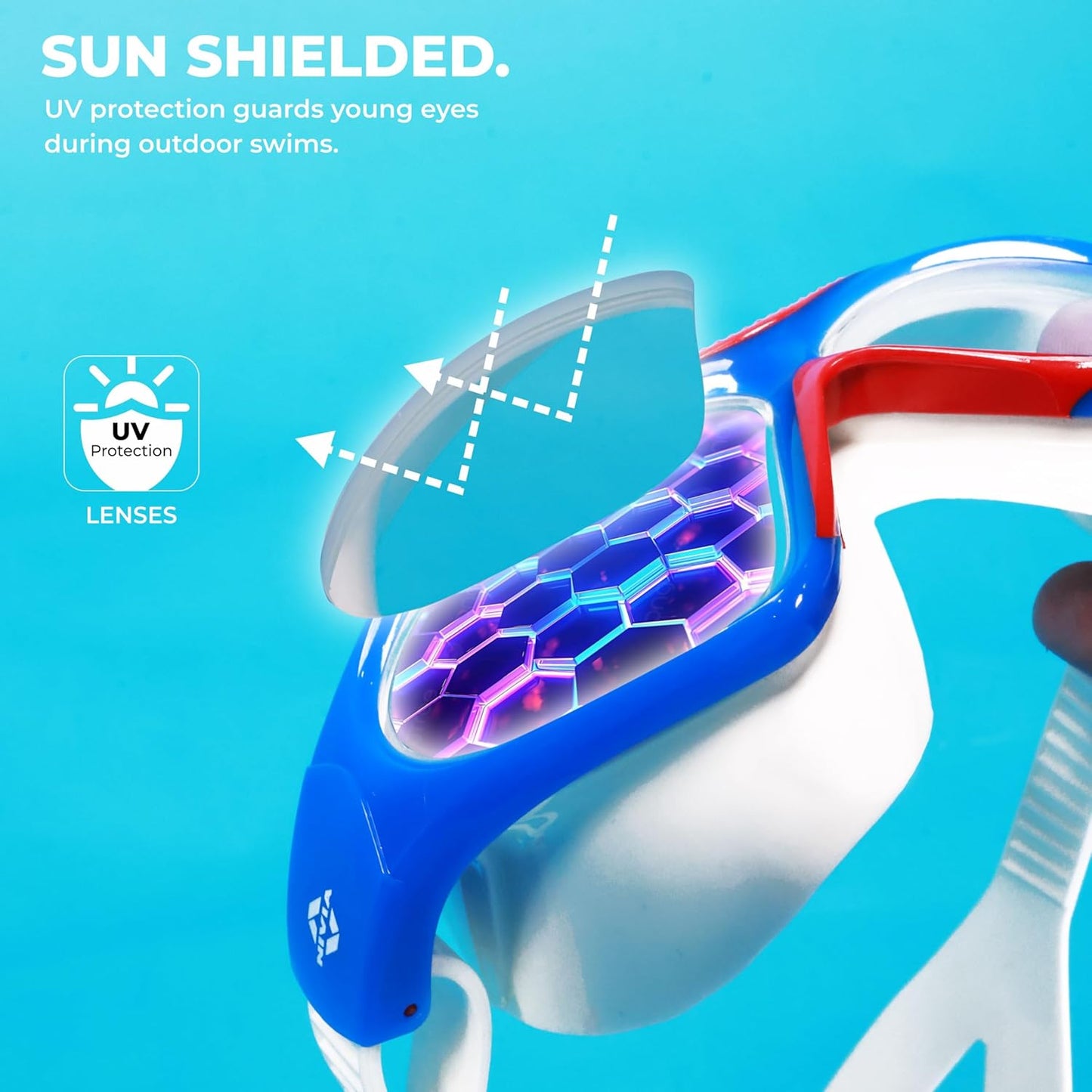 Nivia Unimask Jr. 2.0 Swimming Goggles for Kids | Panoramic Polycarbonate Lens | Anti-Fog UV Protection | Soft Silicone Strap & Frame | Comfort Fit Training Swim Goggles for Boys & Girls