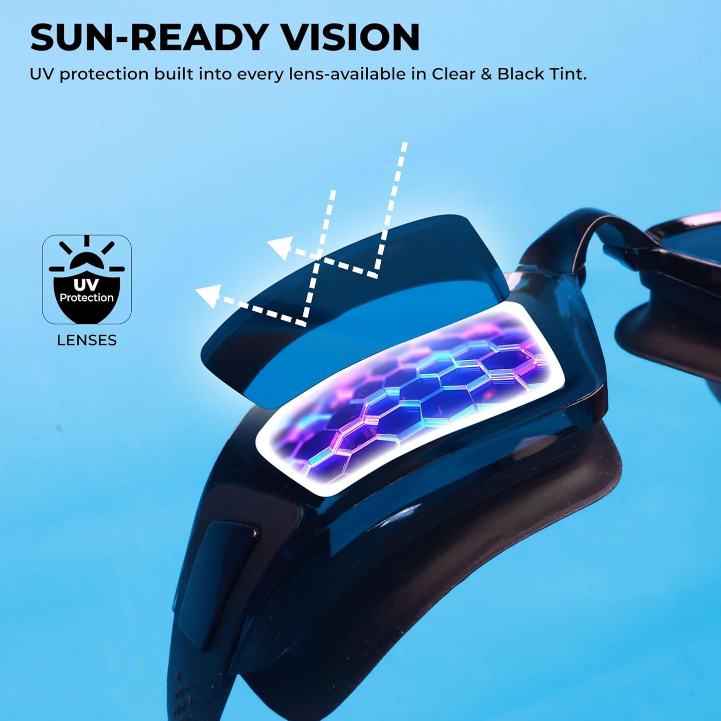 Nivia Viper 2.0 Swimming Goggles for Adults | Polycarbonate Smoke Lens | Anti-Fog UV Protection | Soft Silicone Strap | Comfort Fit Training Swim Goggles for Men & Women (Black Tint)