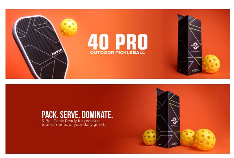 Nivia Pickleball 40 Pro Outdoor Balls (Pack of 3) - 40 Hole Durable Pickleball Balls