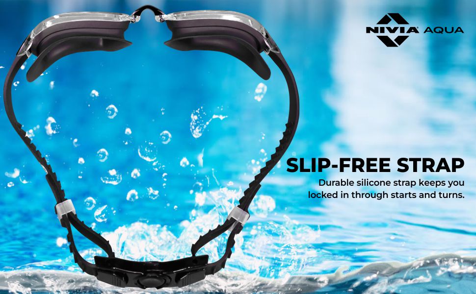 Nivia Viper 2.0 Swimming Goggles for Adults | Polycarbonate Smoke Lens | Anti-Fog UV Protection | Soft Silicone Strap | Comfort Fit Training Swim Goggles for Men & Women (Black Tint)