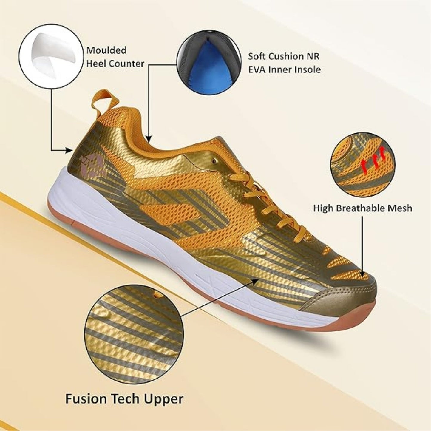 Nivia Super Court 2.0 Badminton Shoes – Mesh + TPU Upper, Duofoam Midsole, Non-Marking Rubber Outsole | Lightweight, Flexible Comfort & High Grip for Indoor Court Play - Best Price online Prokicksports.com