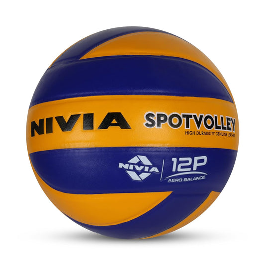 Nivia Spotvolley Volleyball Size 4 - Genuine Leather Championship Match Ball with premium leather outer cover