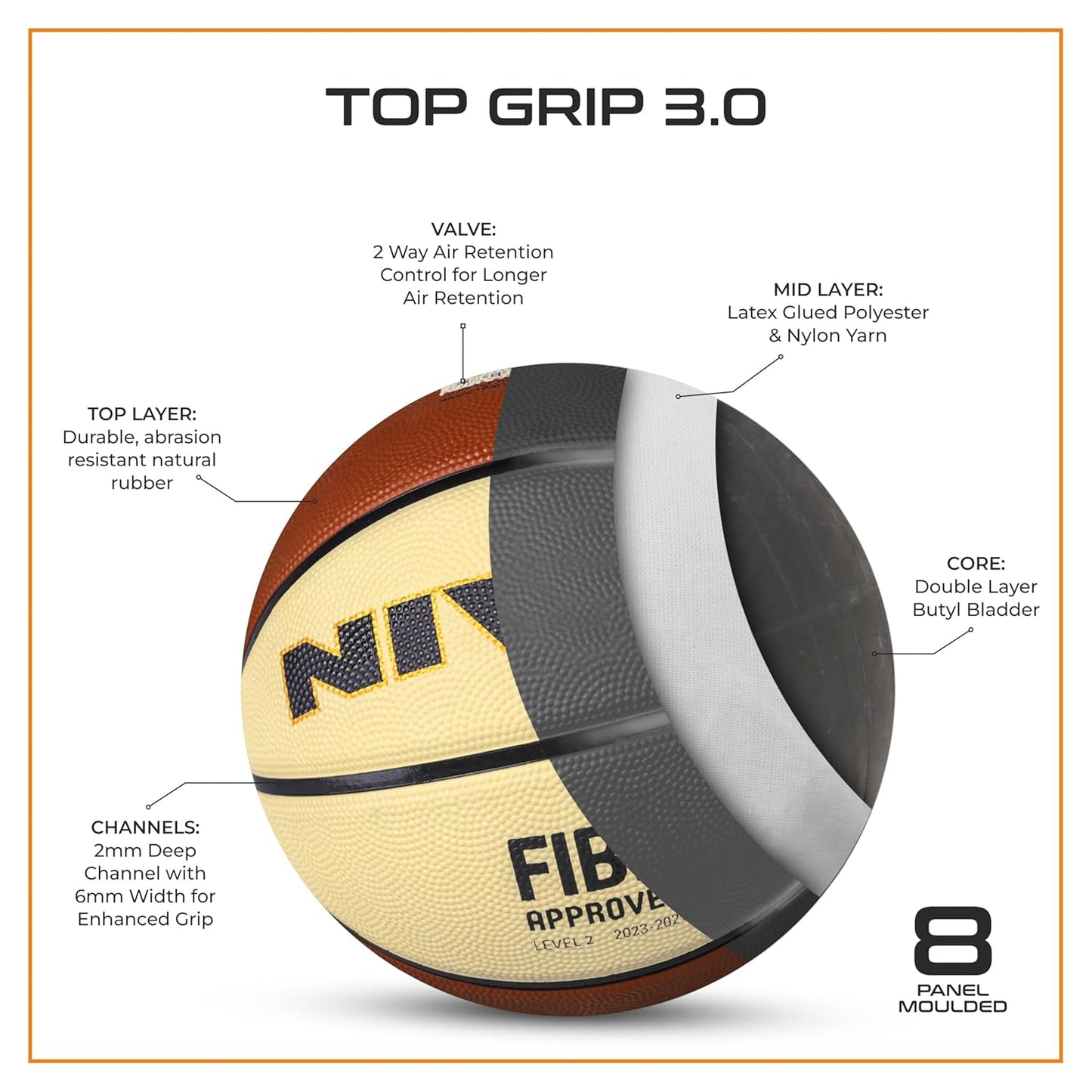 Nivia Top Grip 3.0 Basketball Size 7 - Tournament Basketball for Indoor &amp; Outdoor Play