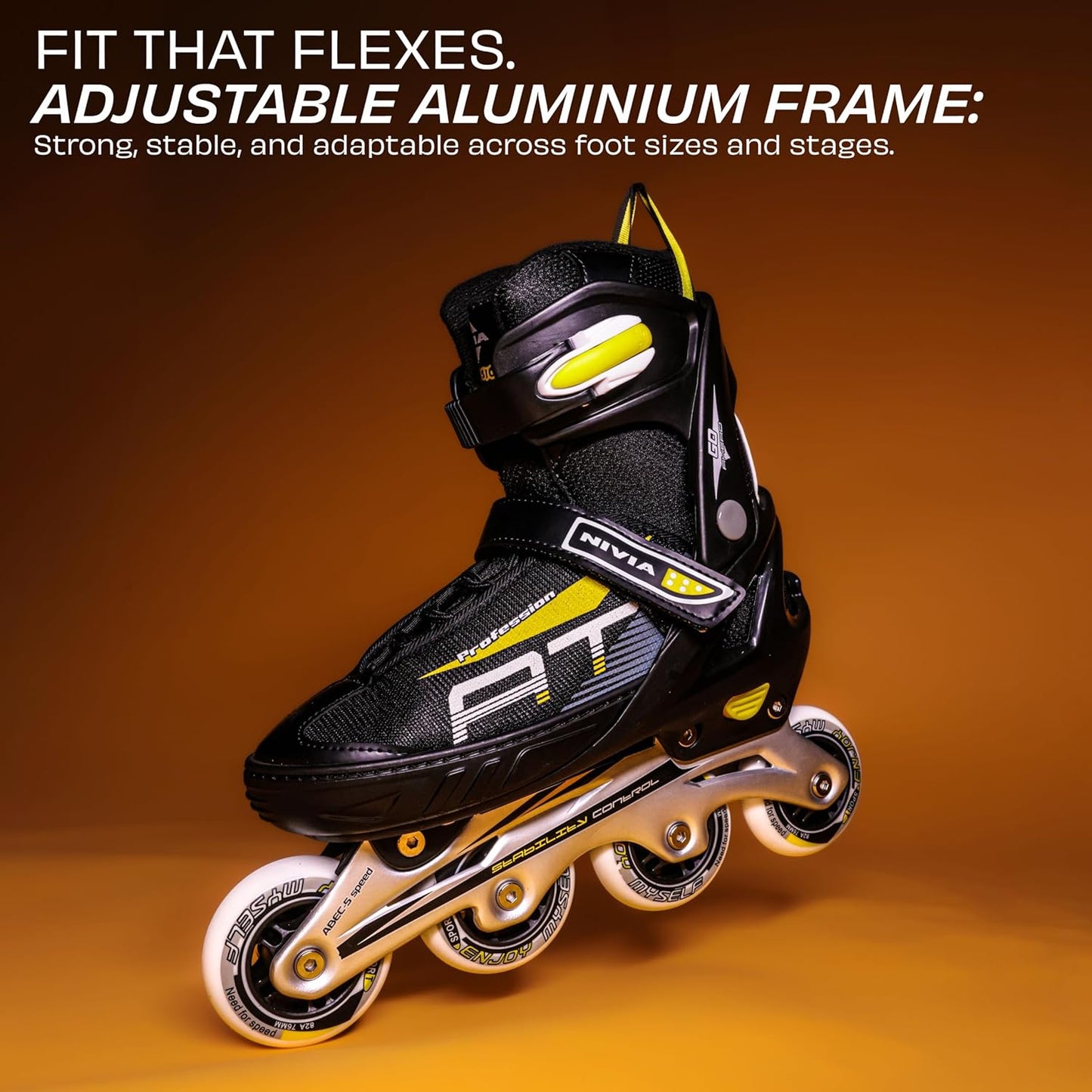 Nivia Classic Inline Skates for Kids - Adjustable Roller Skates with 72mm Wheels