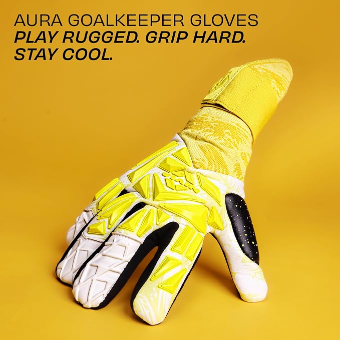 Nivia Aura Goalkeeper Gloves | 4 mm Dura Latex Palm with Dura Dots | Negative Cut Professional Football GK Gloves