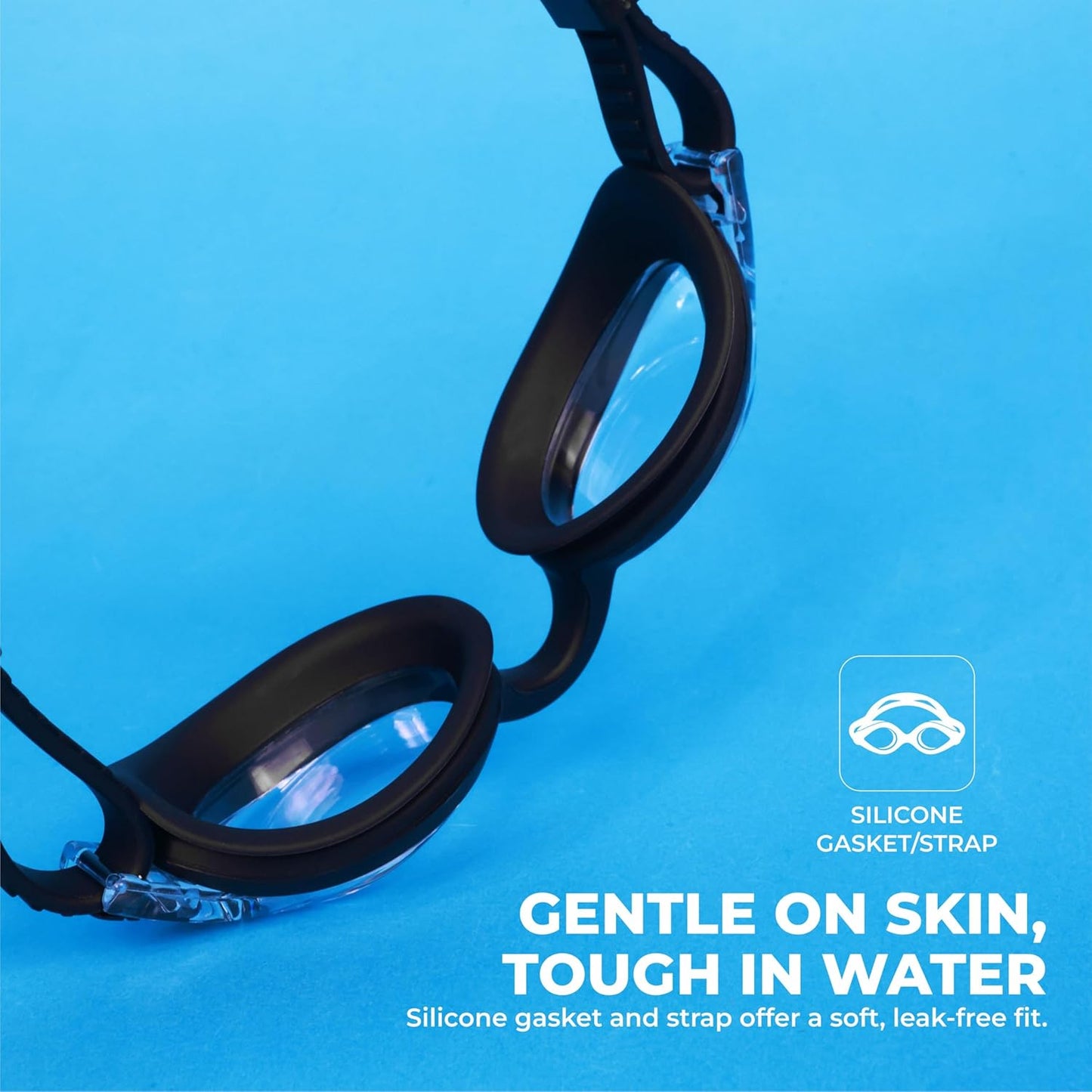 Nivia Scool Jr Swimming Goggles for Kids | Anti-Fog UV Protection | Polycarbonate Smoke Lens | Silicone Strap | Black