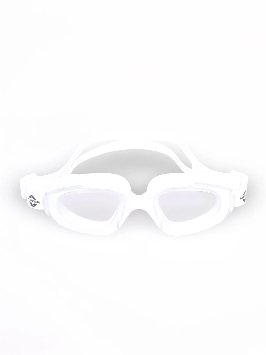 Nivia Visor Swimming Goggles for Adults | Anti-Fog UV Protection Polycarbonate Lens | Full Silicone Comfort Fit | Professional Training Swim Goggles for Men & Women | White