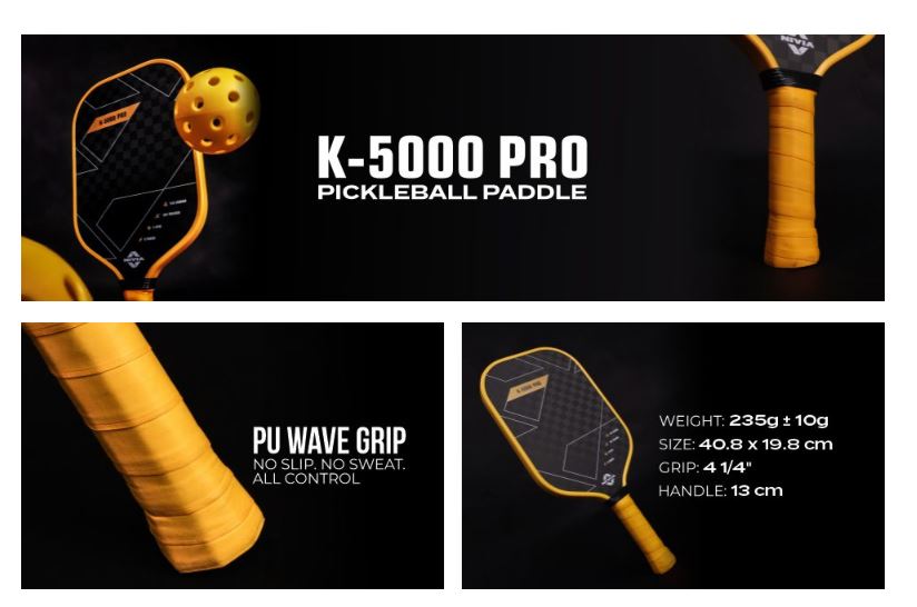 Nivia K-5000 PRO Pickleball Paddle - USAPA Approved 12K Carbon Surface with 16mm PP Core