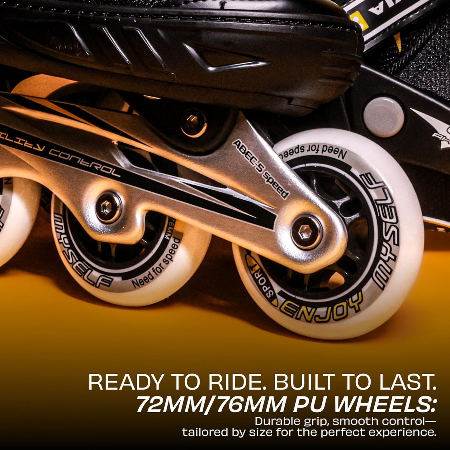 Nivia Classic Inline Skates for Kids - Adjustable Roller Skates with 72mm Wheels