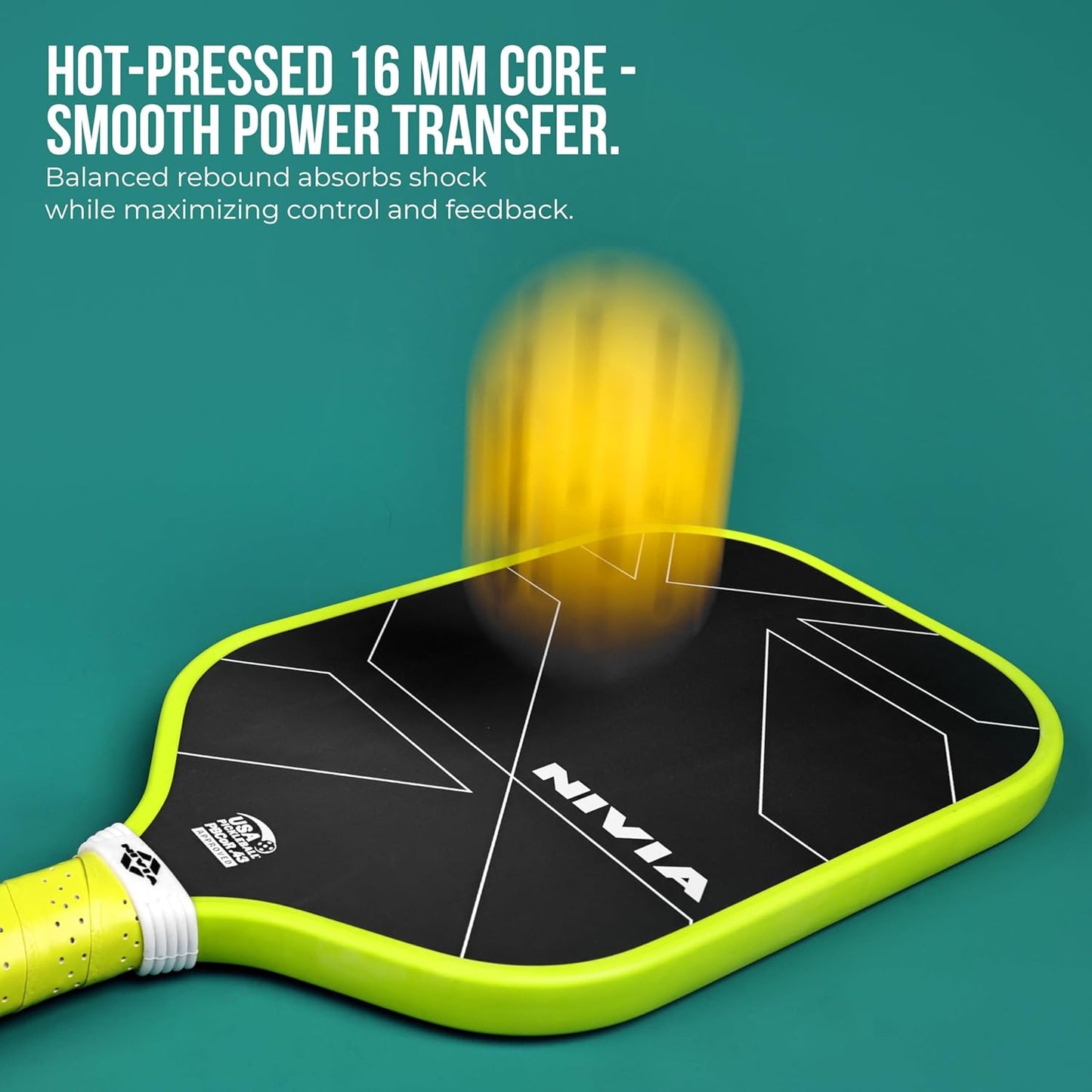 Nivia K-3000 PRO Pickleball Paddle - 3K Carbon Surface with 16mm PP Core
