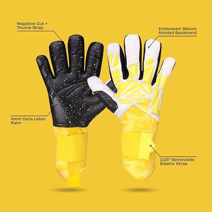 Nivia Aura Goalkeeper Gloves | 4 mm Dura Latex Palm with Dura Dots | Negative Cut Professional Football GK Gloves