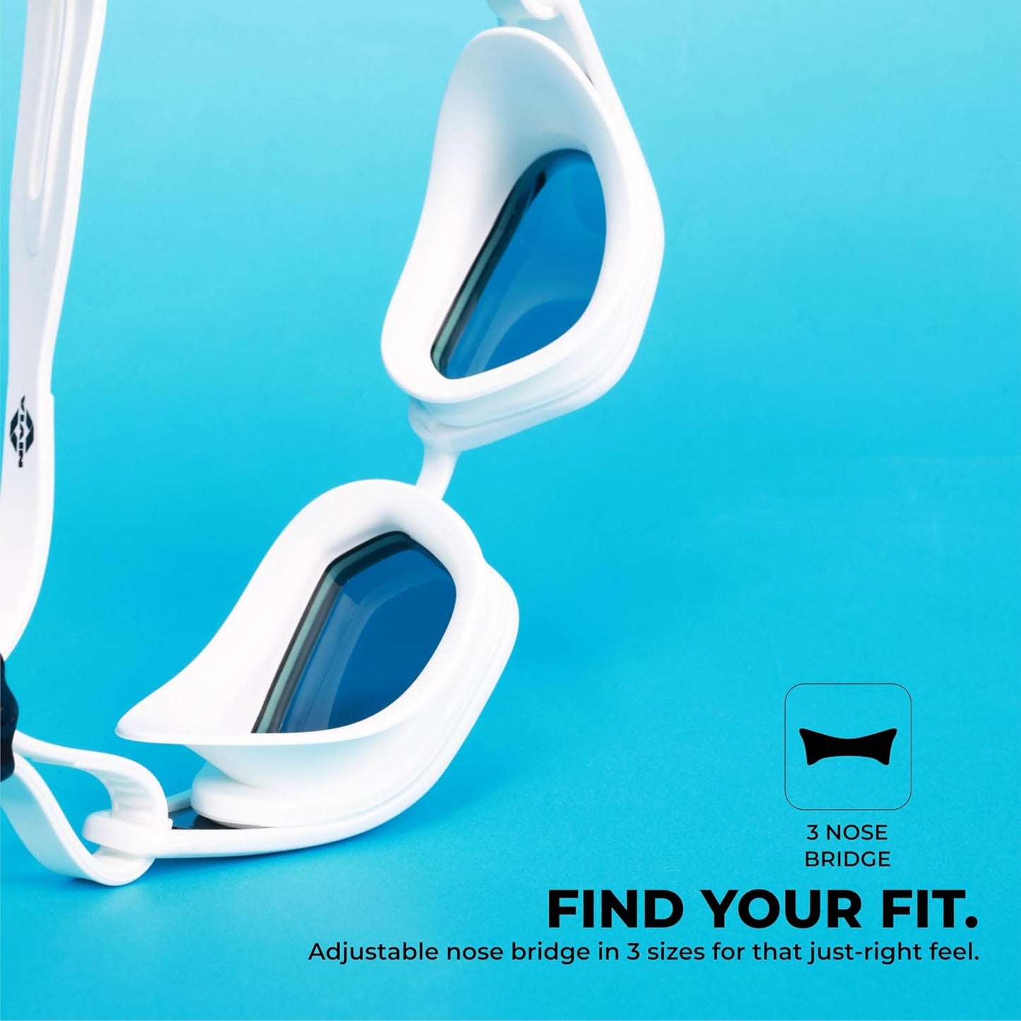 Nivia Sportz Swimming Goggles for Adults | Anti-Fog UV Protection Polycarbonate Lens | Adjustable 3-Size Nose Bridge | Soft Silicone Strap | Training Swim Goggles for Men & Women | White