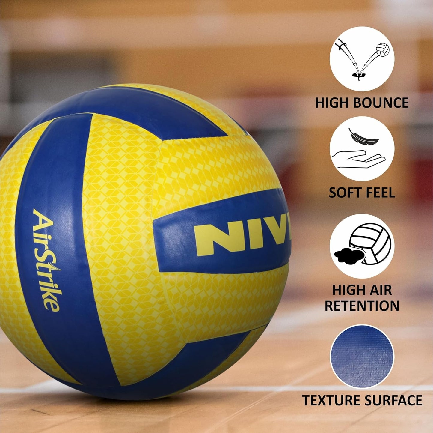 Nivia Airstrike PU Volleyball Size 4 - Tournament Match Volleyball for Indoor & Outdoor Play