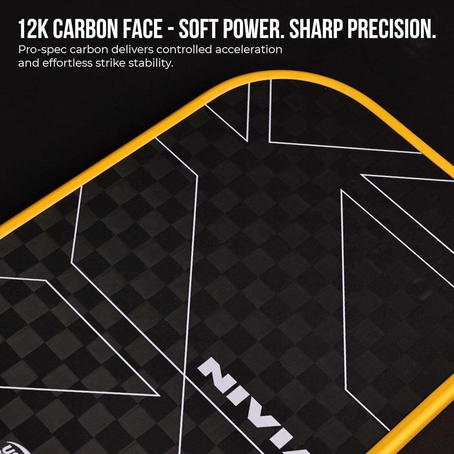 Nivia K-5000 PRO Pickleball Paddle - USAPA Approved 12K Carbon Surface with 16mm PP Core