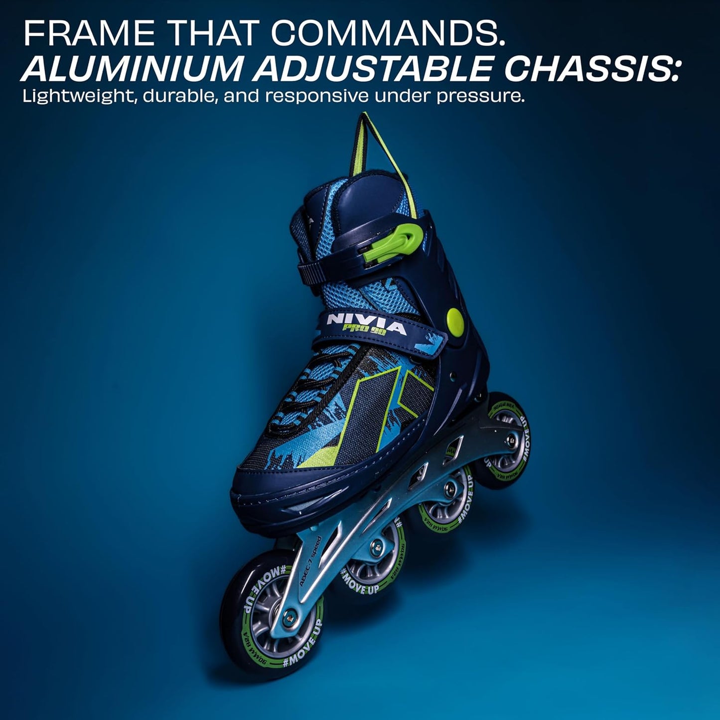 Nivia Pro 90 Inline Skates for Adults - Adjustable Roller Skates with 90mm Wheels & ABEC-7 Bearings