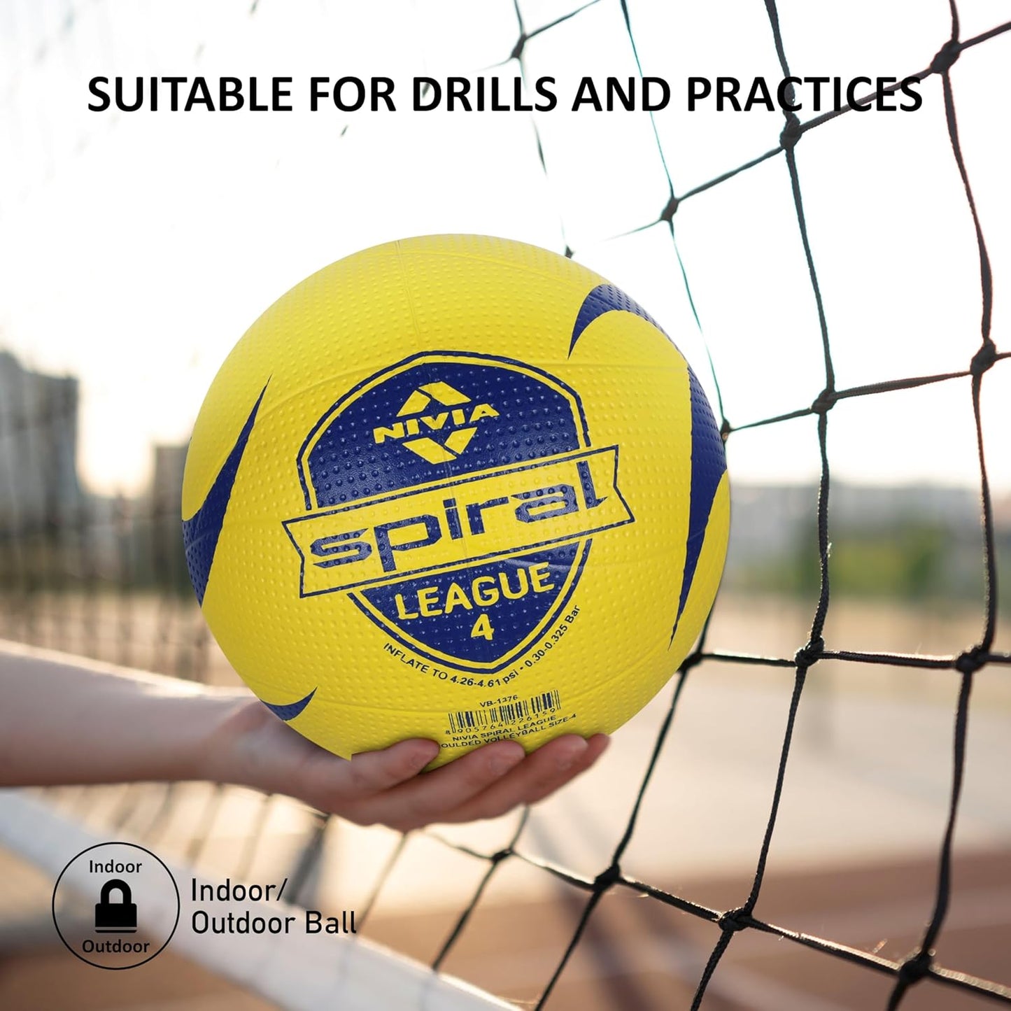 Nivia Spiral League Volleyball Size 4 - Rubber Training Volleyball for Indoor & Outdoor Play