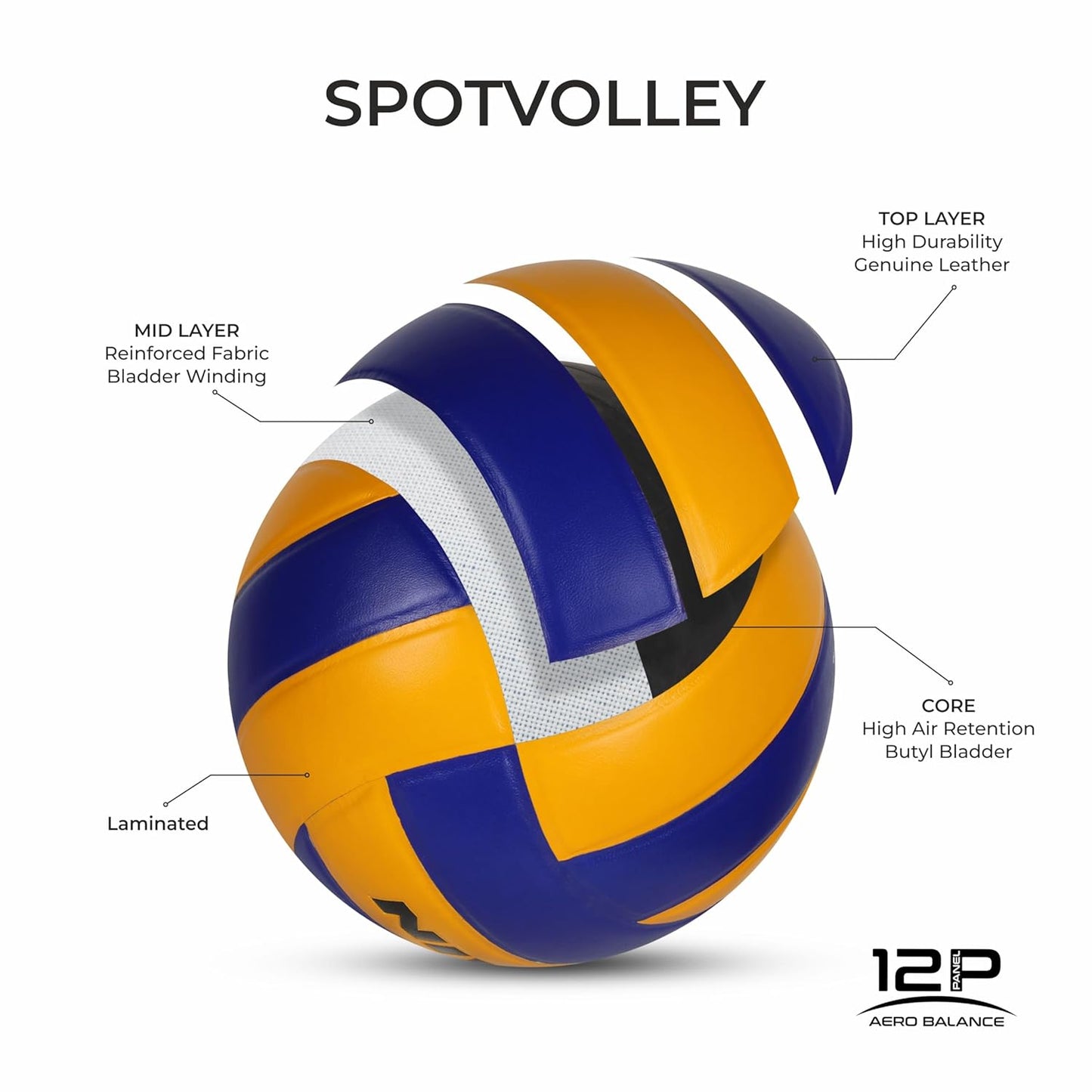 Nivia Spotvolley Volleyball Size 4 - Genuine Leather Championship Match Ball