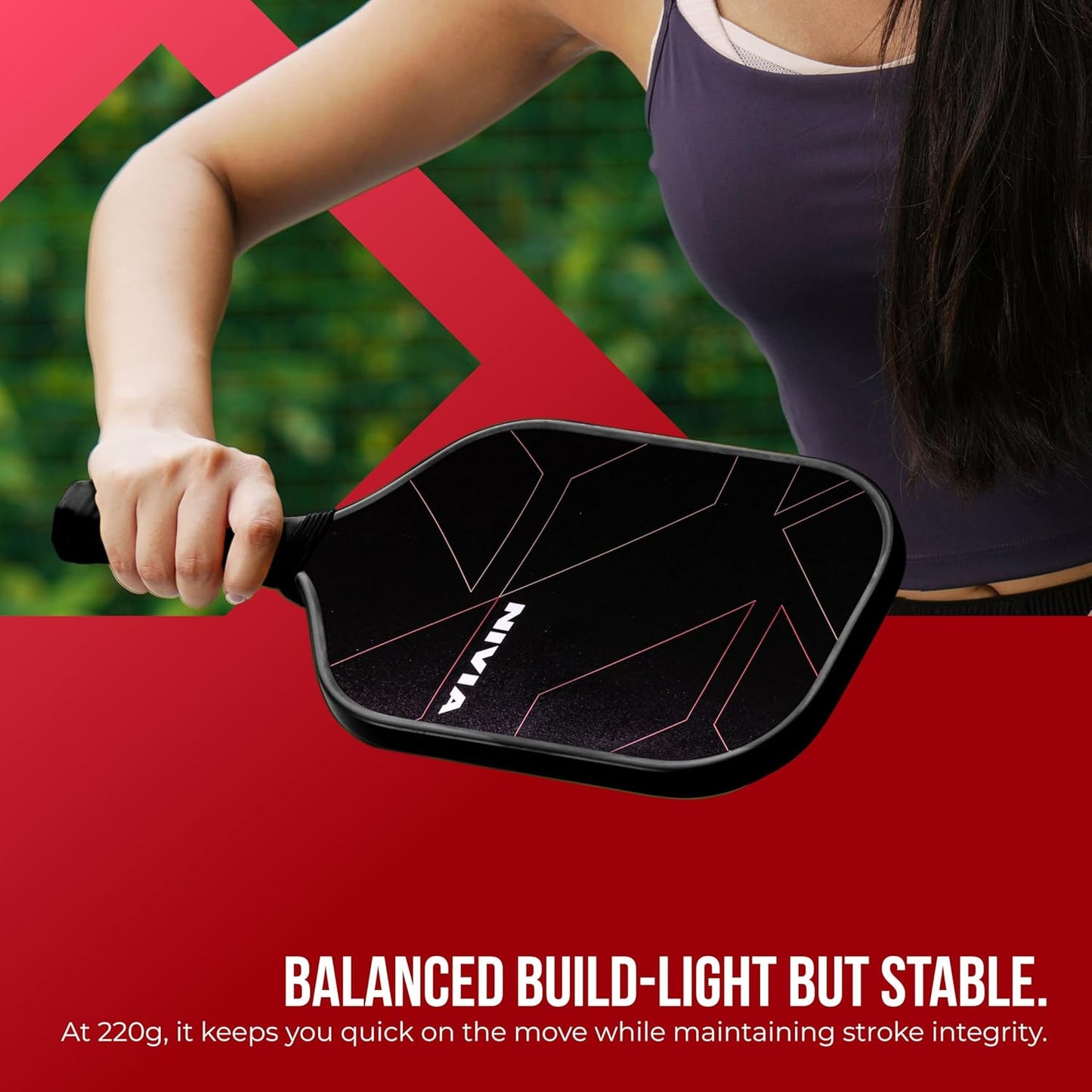 Nivia K-1200 Pickleball Paddle - T700 Carbon Fibre Surface with 16mm Core
