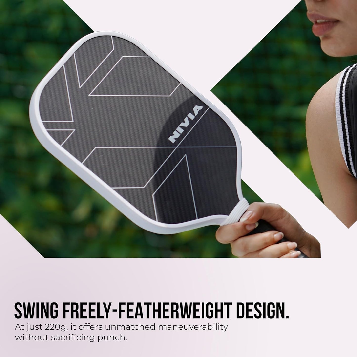 Nivia K-2500 Pickleball Paddle - 3K Carbon Surface with 16mm Core