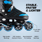 Konex 4 Wheel Inline Skates for Kids & Adults - Adjustable ABEC-7 PU Wheel Roller Skates (Blue, EU 43-45)