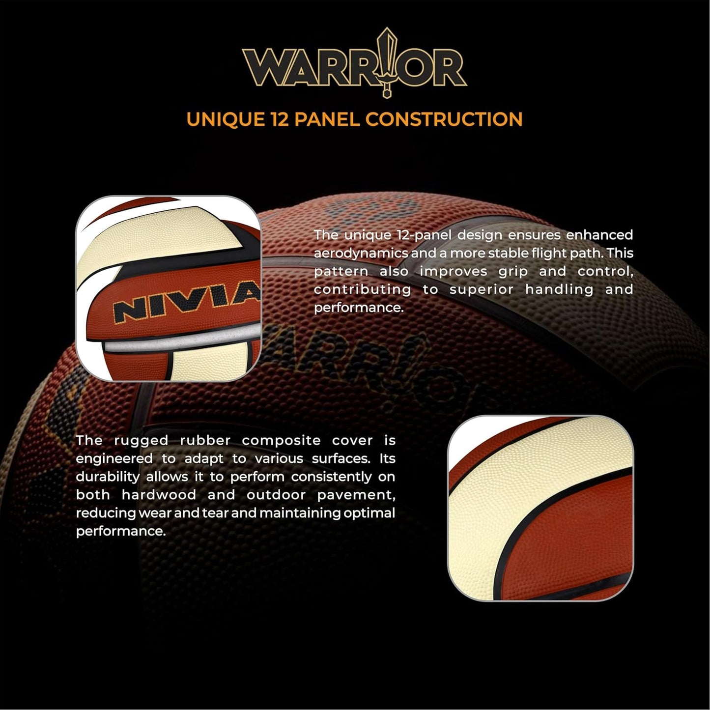 Nivia Warrior Basketball Size 7 - BFI Standard Soft Rubber Basketball