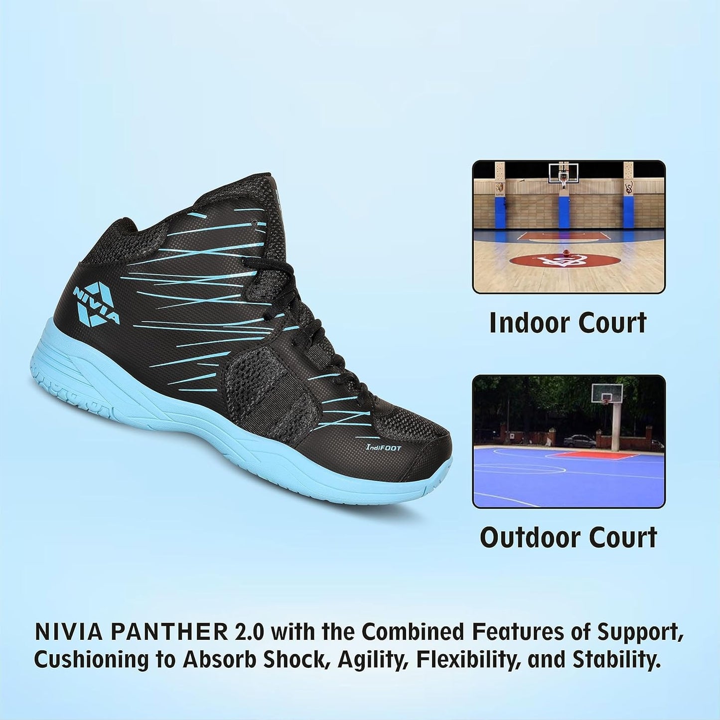 Nivia Panther 3.0 Basketball Shoes for Men - High Top EVA Cushion Basketball Shoes