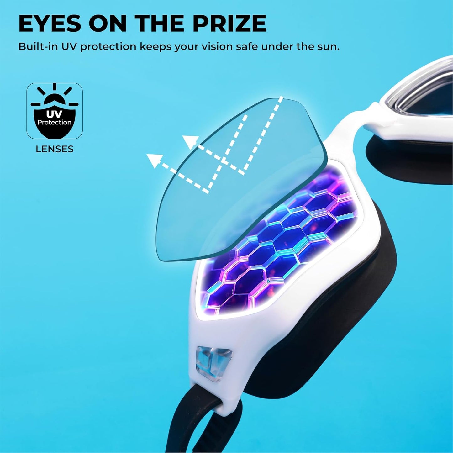 Nivia Visionz Swimming Goggles for Adults | Anti-Fog UV Protection Polycarbonate Clear Lens | Soft Silicone Strap | Comfort Fit Training Swim Goggles for Men & Women | Black/White