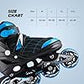 Konex 4 Wheel Inline Skates for Kids | Adjustable PU Wheels, Durable Aluminium Frame & Anti-Shock Support | Comfortable Indoor & Outdoor Skating Shoes (Blue, EU Size 43-45)