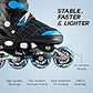 Konex 4 Wheel Inline Skates for Kids | Adjustable PU Wheels, Durable Aluminium Frame & Anti-Shock Support | Comfortable Indoor & Outdoor Skating Shoes (Blue, EU Size 43-45)