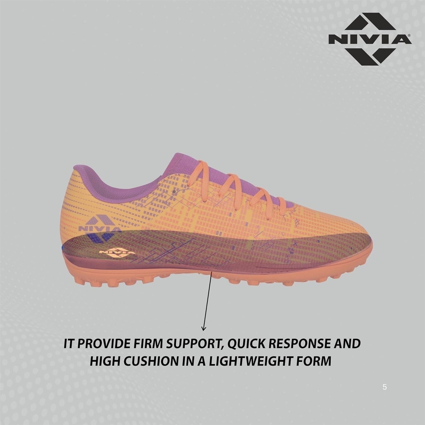 NIVIA Rabona 2.0 Football Shoes – PVC Synthetic Leather Upper, Rubber Stud Turf Sole, Die-Cut EVA Insole | Snug Fit, Ball Control & Durability for Turf and Hard Ground - Best Price online Prokicksports.com