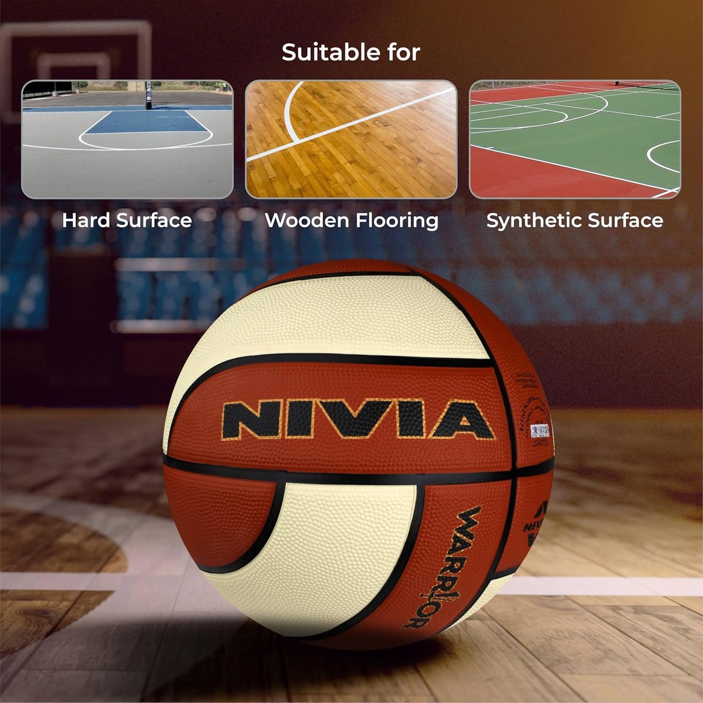 Nivia Warrior Basketball Size 7 - BFI Standard Soft Rubber Basketball