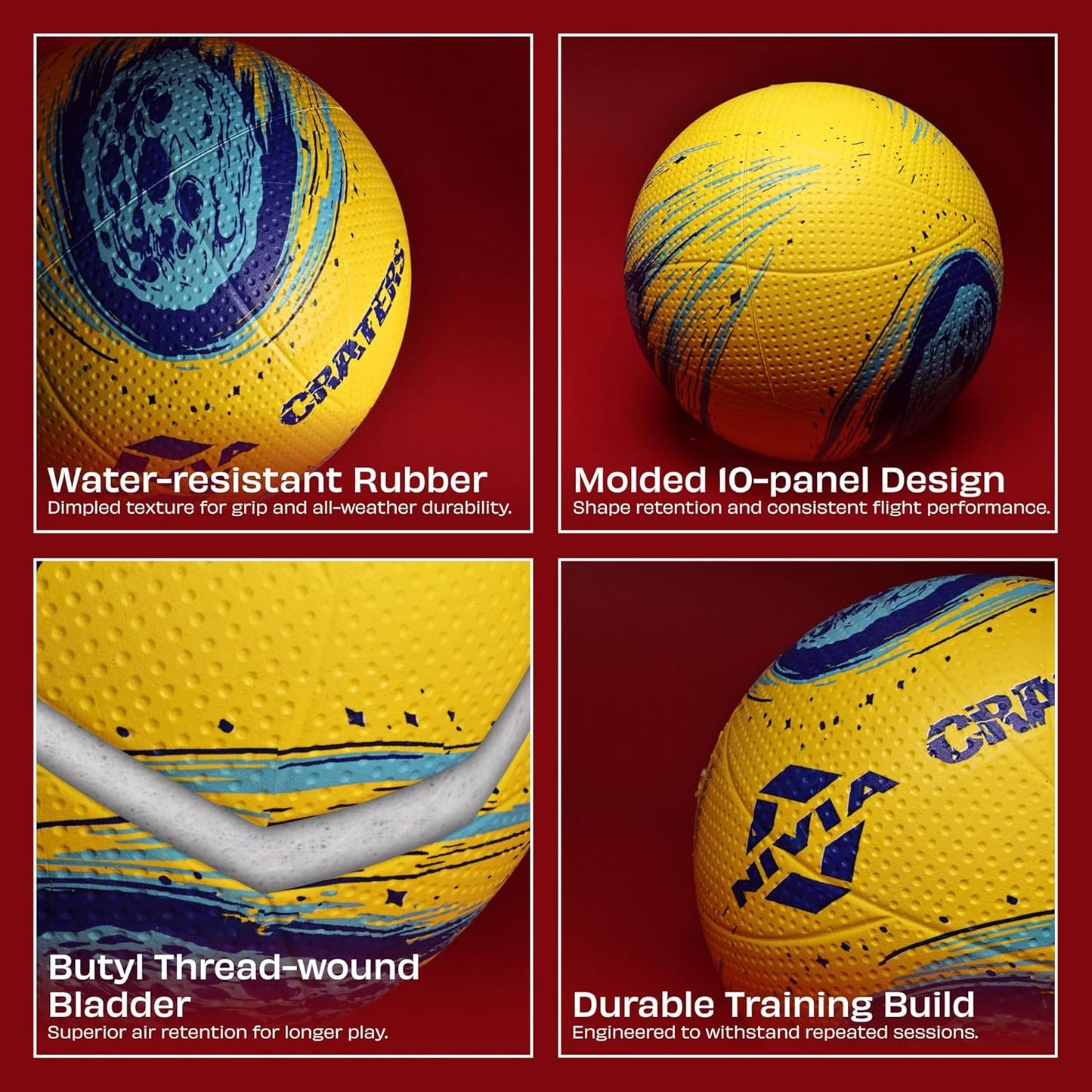 Nivia Crater 2.0 Volleyball Size 4 - Soft Rubber Beginner Training Volleyball