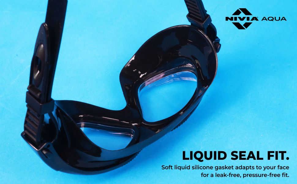Nivia Unimask Sr. 2.0 Swimming Goggles for Adults | Anti-Fog UV Protection Polycarbonate Clear Lens | Quick-Fit Silicone Strap | Professional Training Swim Goggles for Men & Women | Black