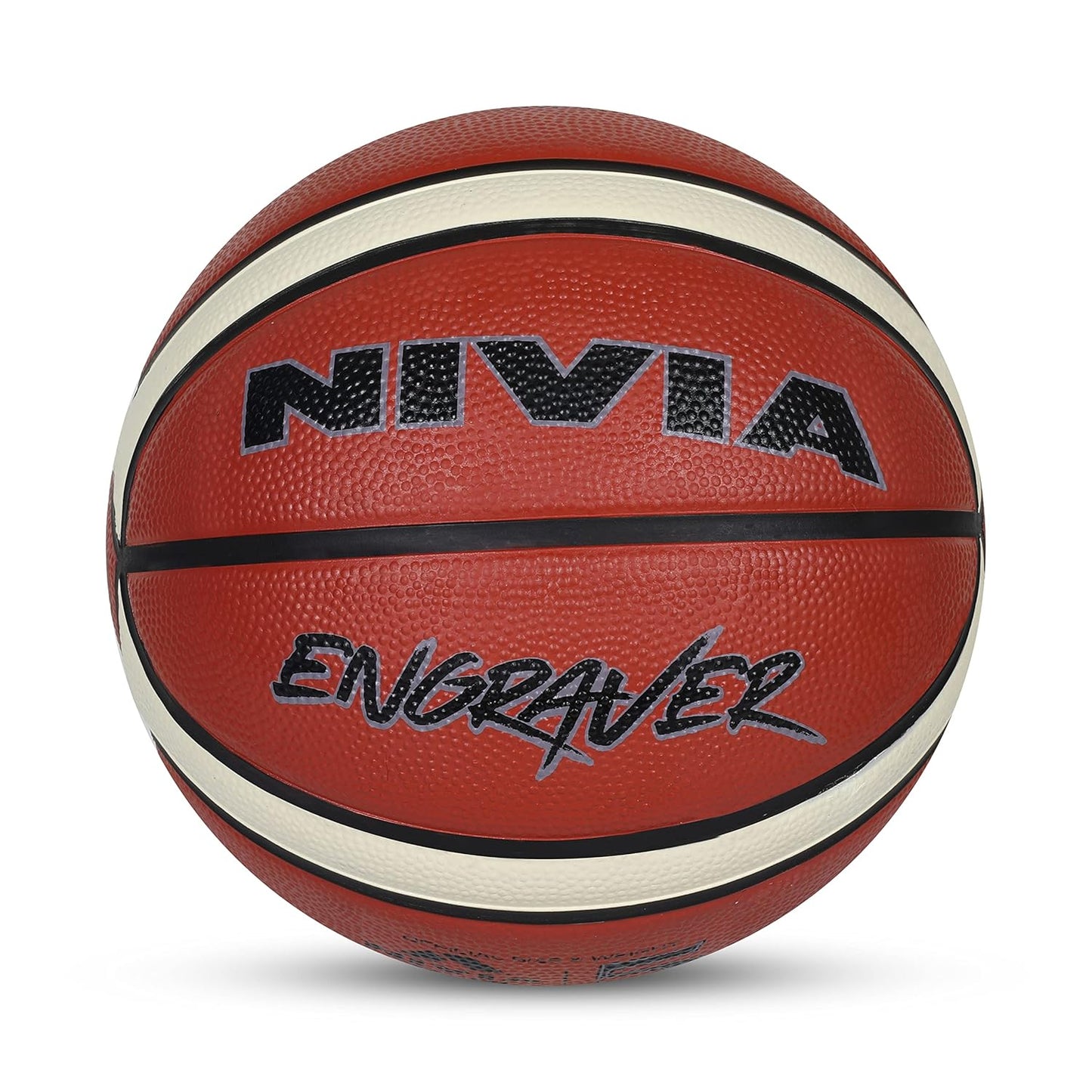 Nivia Engraver Basketball Size 5 - BFI Standard Rubber Basketball for Indoor &amp; Outdoor Play