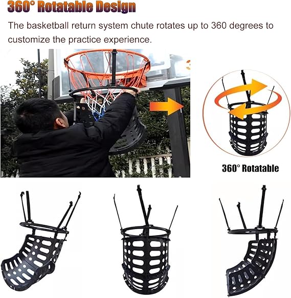 Nivia Basketball Returner Ball Rebounder | 360° Basketball Hoop Return System | Basketball Shooting Training Accessory